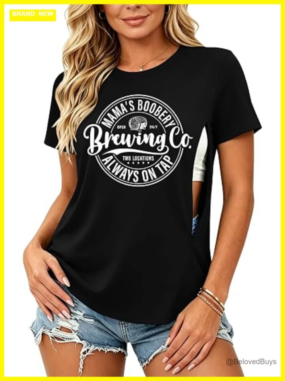 Nursing Shirt Women Breastfeeding Double Side Zipper Short Sleeve T-Shirt Loose